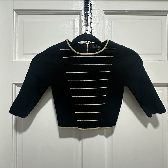 Ted Baker London Shelina Gold & Black Stripe Knit Crop Top Size 0 XS - Picture 2 of 2